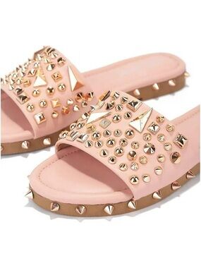 Blush slide sandals with rose gold studs by
CAPE ROBBIN women’s size 8 new